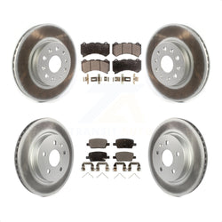 Front Rear Coated Disc Brake Rotors And Semi-Metallic Pads Kit For 2019-2020 Chevrolet Camaro LT LS With 6 Piston Brembo Calipers KGF-101951