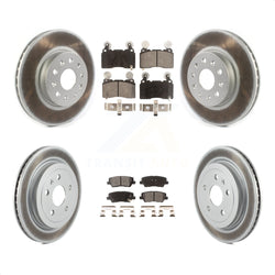 Front Rear Coated Disc Brake Rotors And Semi-Metallic Pads Kit For Cadillac CTS KGF-101952