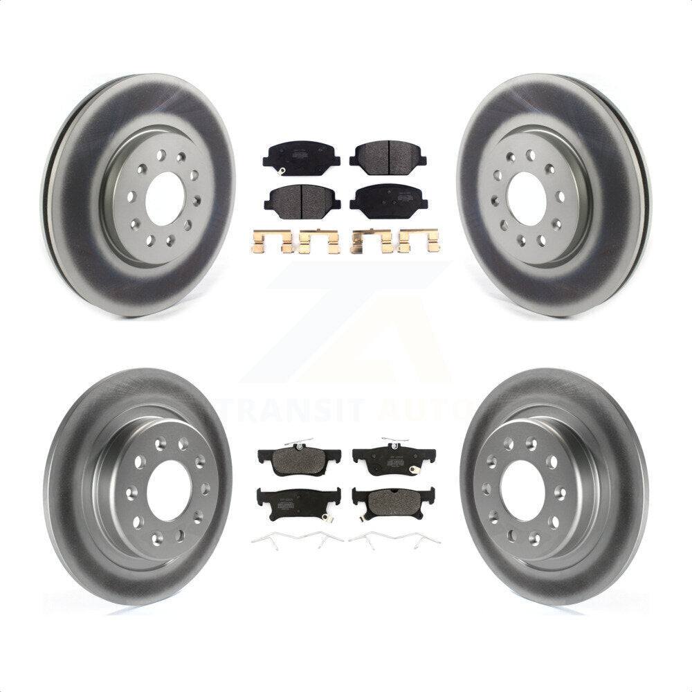 Front Rear Coated Disc Brake Rotors And Semi-Metallic Pads Kit For 2016-2018 Buick Envision With 288mm Diameter Rotor KGF-101955 by Transit Auto