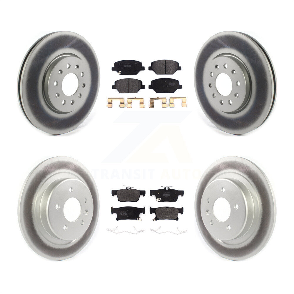 Front Rear Coated Disc Brake Rotors And Semi-Metallic Pads Kit For 2016-2018 Buick Envision With 315mm Diameter Rotor KGF-101956 by Transit Auto