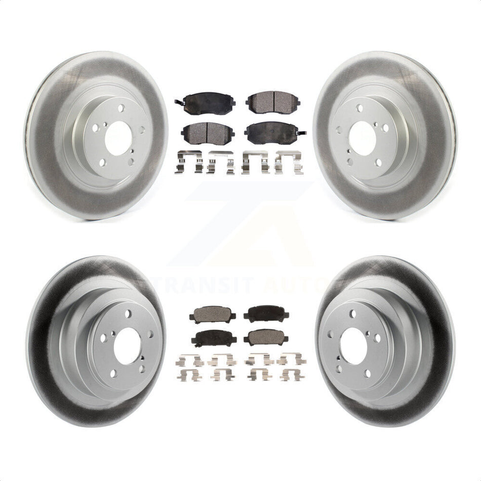 Front Rear Coated Disc Brake Rotors And Semi-Metallic Pads Kit For 2005-2006 Subaru Baja Turbocharged With 292mm Diameter Rotor KGF-101974 by Transit Auto