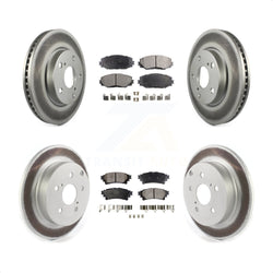 Front Rear Coated Disc Brake Rotors And Semi-Metallic Pads Kit For 2012-2018 Toyota Prius V KGF-101980
