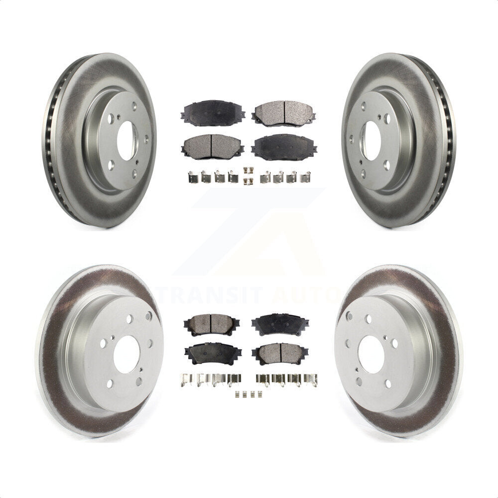 Front Rear Coated Disc Brake Rotors And Semi-Metallic Pads Kit For 2012-2018 Toyota Prius V KGF-101980 by Transit Auto