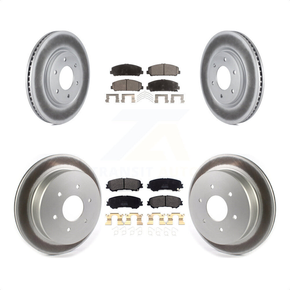 Front Rear Coated Disc Brake Rotors And Semi-Metallic Pads Kit For 2017-2022 Nissan TITAN KGF-101983 by Transit Auto