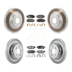 Front Rear Coated Disc Brake Rotors And Semi-Metallic Pads Kit For 2012 Hyundai Genesis 3.8L KGF-101985
