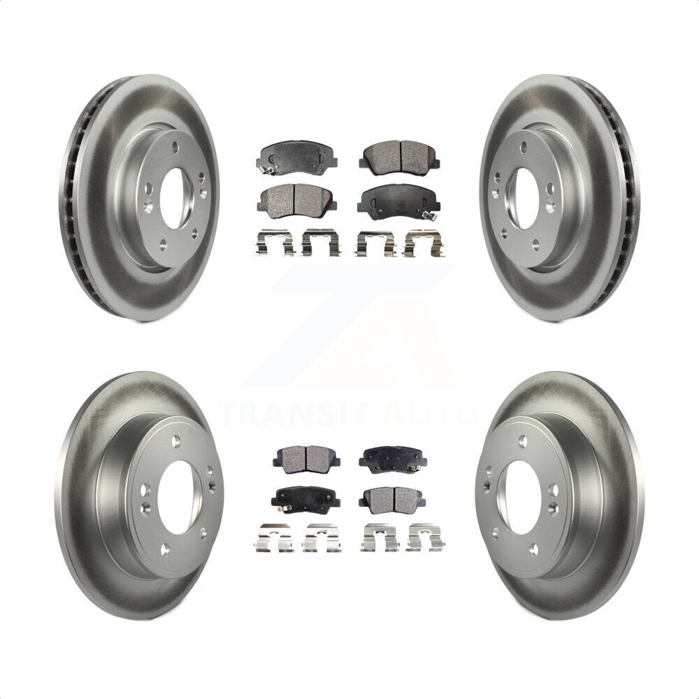 Front Rear Coated Disc Brake Rotors And Semi-Metallic Pads Kit For 2014 Kia Forte5 EX KGF-101986 by Transit Auto