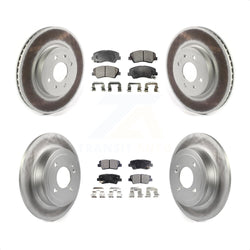 Front Rear Coated Disc Brake Rotors And Semi-Metallic Pads Kit For Kia Rio KGF-101993