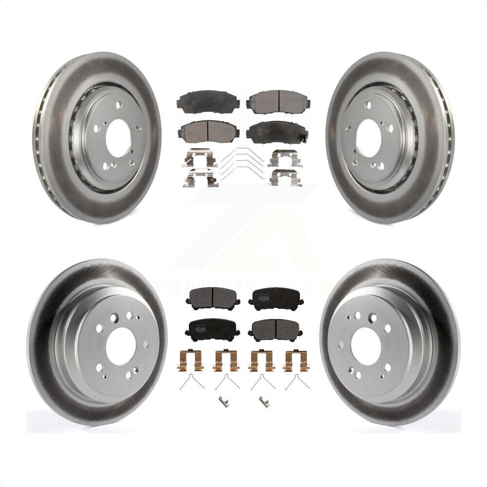 Front Rear Coated Disc Brake Rotors And Semi-Metallic Pads Kit For 2019-2022 Honda Passport KGF-101996 by Transit Auto