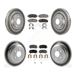 Front Rear Coated Disc Brake Rotors And Semi-Metallic Pads Kit For 2019-2022 Honda Passport KGF-101996