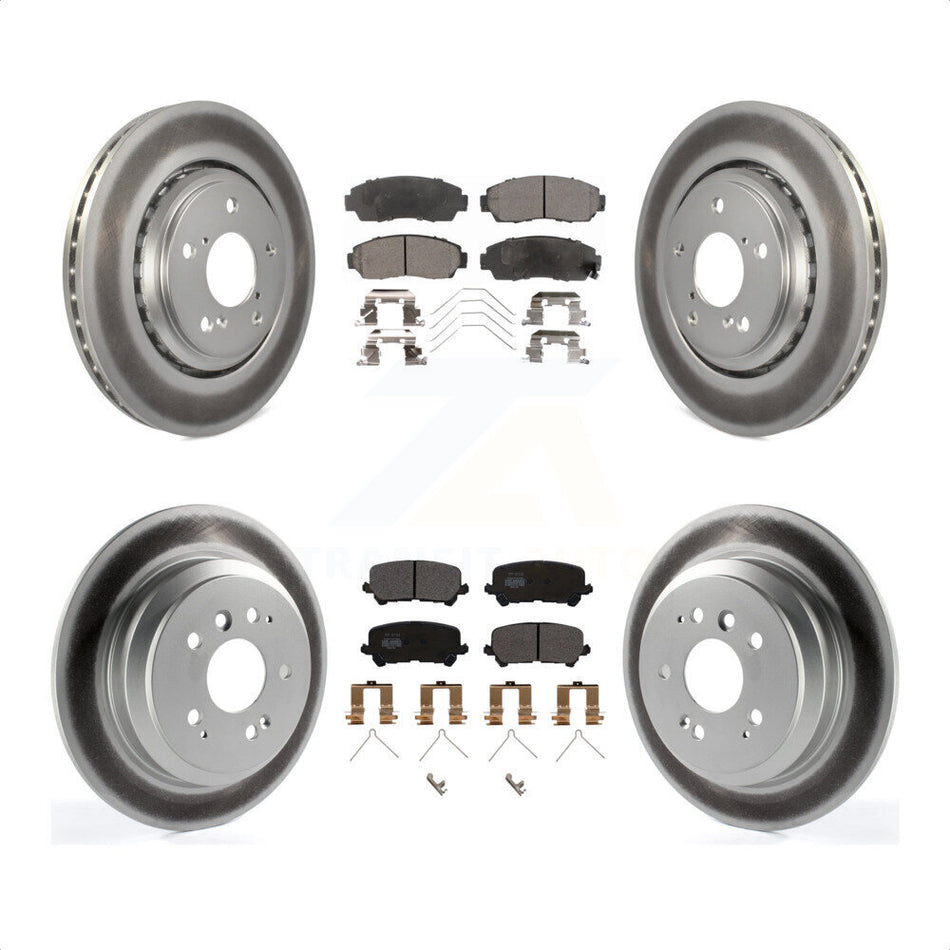 Front Rear Coated Disc Brake Rotors And Semi-Metallic Pads Kit For 2019-2022 Honda Passport KGF-101996 by Transit Auto