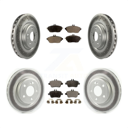 Front Rear Coated Disc Brake Rotors And Semi-Metallic Pads Kit For Mercedes-Benz CLA250 With Sport Package KGF-102001 by Transit Auto