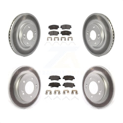 Front Rear Coated Disc Brake Rotors And Semi-Metallic Pads Kit For 2017-2020 Hyundai Elantra 1.6L KGF-102008