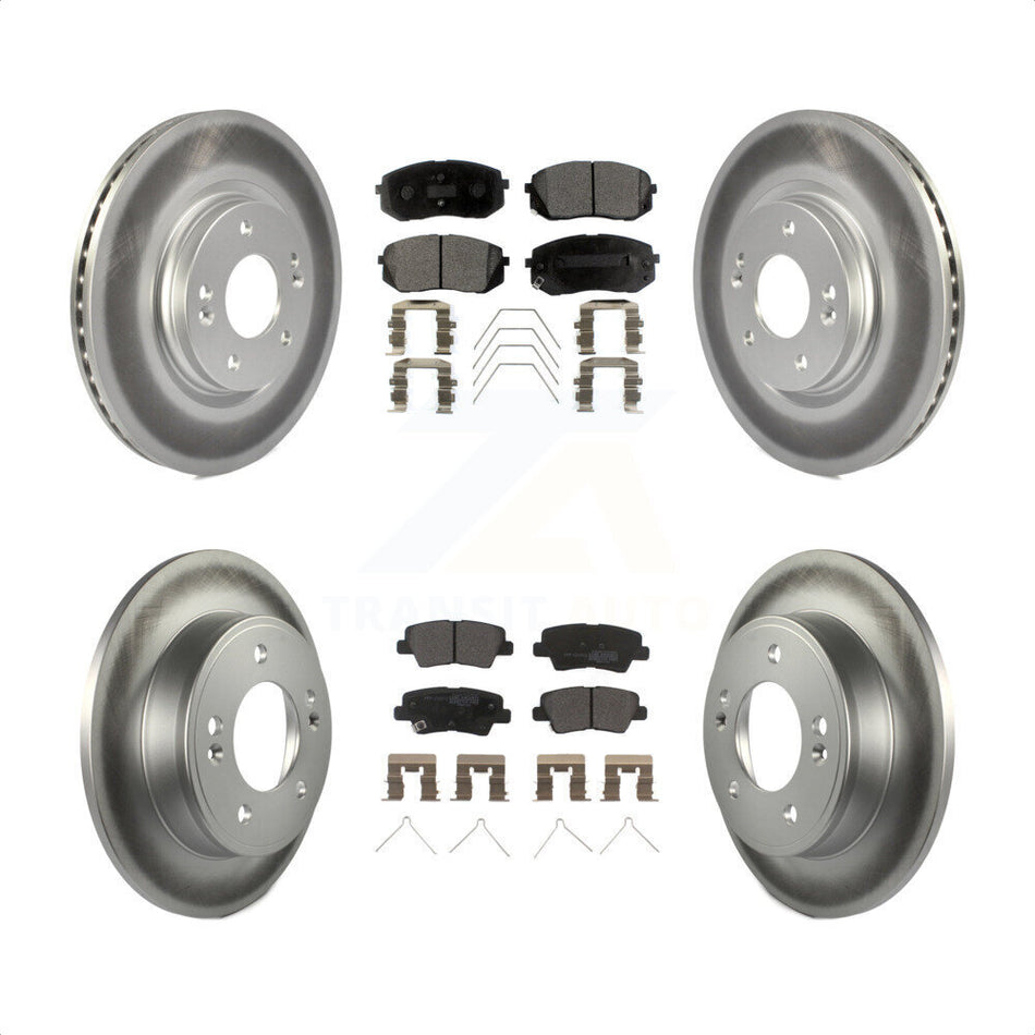 Front Rear Coated Disc Brake Rotors And Semi-Metallic Pads Kit For Kia Soul Forte KGF-102009 by Transit Auto