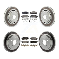 Front Rear Coated Disc Brake Rotors And Semi-Metallic Pads Kit For Toyota Camry Avalon TRD KGF-102013