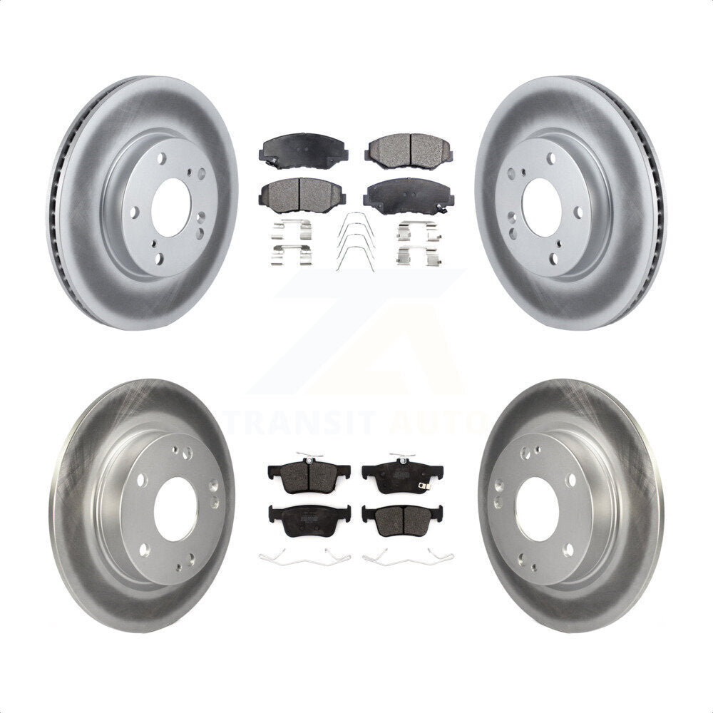 Front Rear Coated Disc Brake Rotors And Semi-Metallic Pads Kit For Honda Civic KGF-102015 by Transit Auto