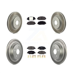 Front Rear Coated Disc Brake Rotors And Semi-Metallic Pads Kit For Honda CR-V KGF-102022