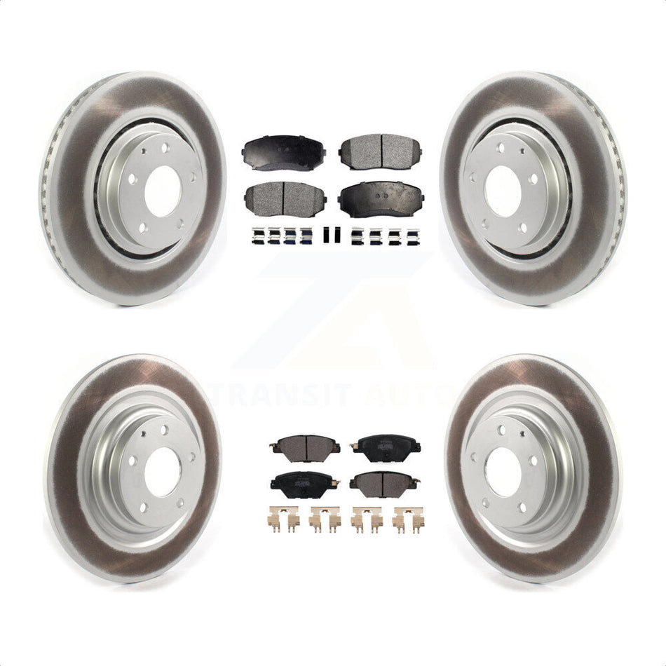 Front Rear Coated Disc Brake Rotors And Semi-Metallic Pads Kit For 2016-2022 Mazda CX-9 KGF-102024 by Transit Auto