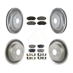 Front Rear Coated Disc Brake Rotors And Semi-Metallic Pads Kit For Toyota Camry KGF-102026