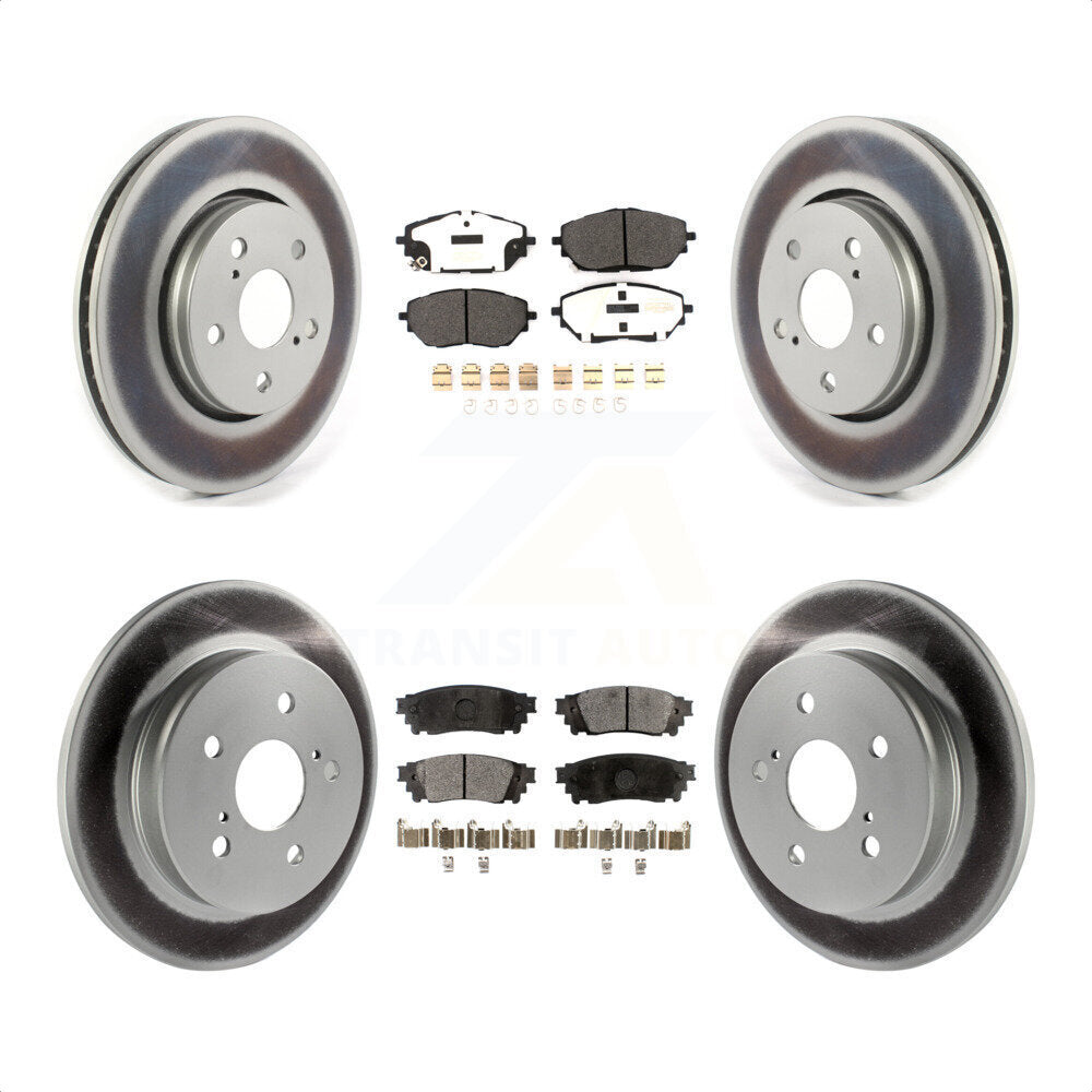 Front Rear Coated Disc Brake Rotors And Semi-Metallic Pads Kit For 2018 Toyota C-HR KGF-102033 by Transit Auto