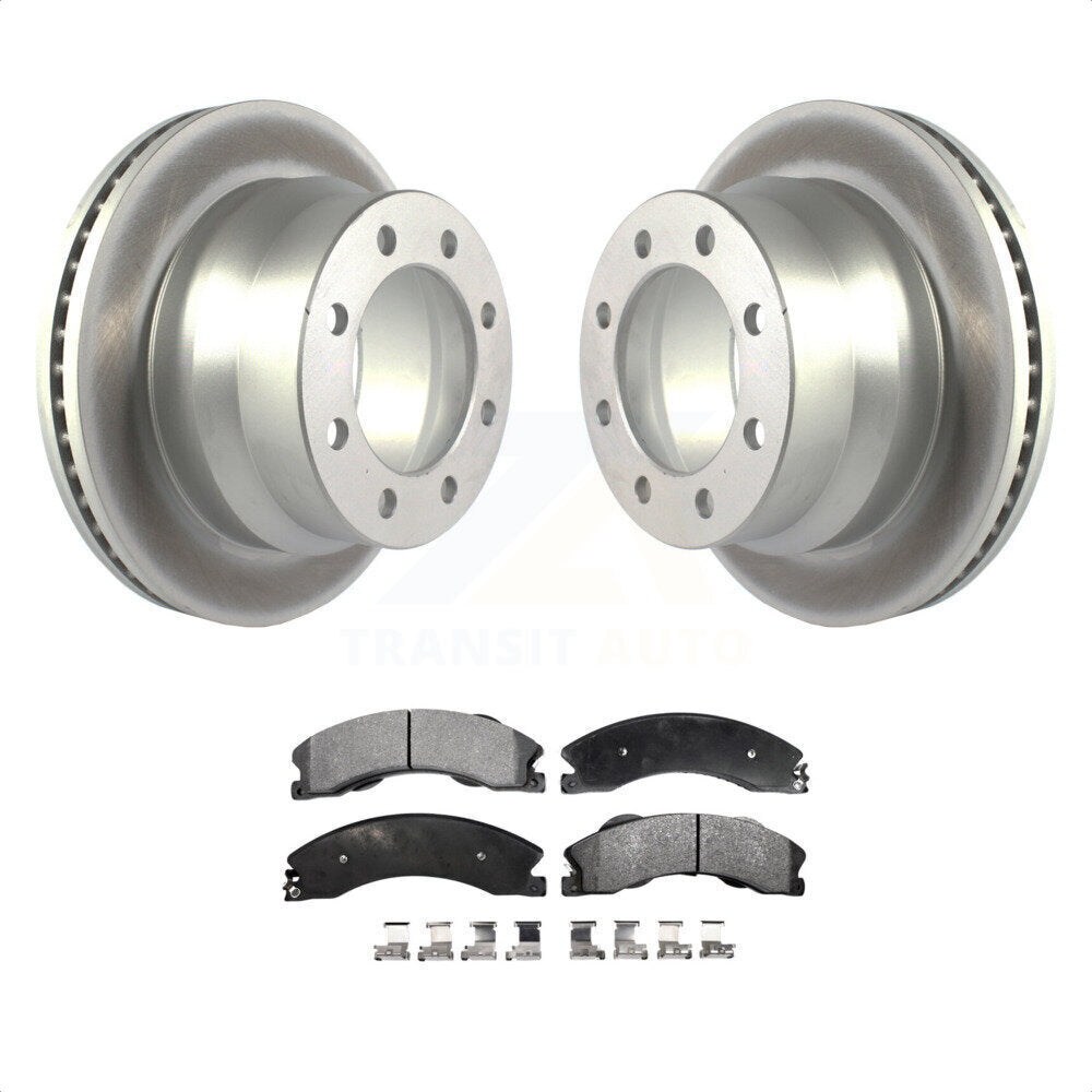 Rear Coated Disc Brake Rotors And Semi-Metallic Pads Kit For Chevrolet Express 3500 GMC Savana 4500 KGF-102036 by Transit Auto