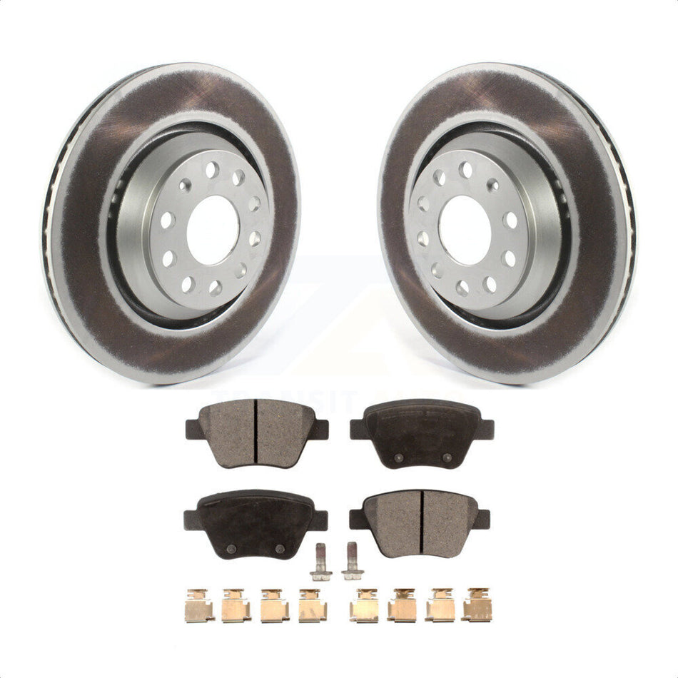 Rear Coated Disc Brake Rotors And Semi-Metallic Pads Kit For 2013 Volkswagen GTI With 310mm Diameter Rotor KGF-102060 by Transit Auto