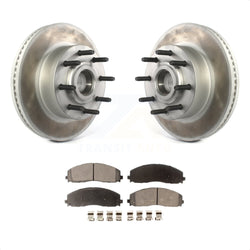 Front Coated Disc Brake Rotors Hub Assembly And Semi-Metallic Pads Kit For Ford F-250 Super Duty F-350 KGF-102084