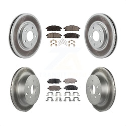 Front Rear Coated Disc Brake Rotors And Semi-Metallic Pads Kit For 2011-2017 Nissan Quest KGF-102103