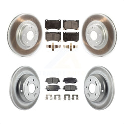 Front Rear Coated Disc Brake Rotors And Semi-Metallic Pads Kit For Hyundai Genesis 4.6L KGF-102106