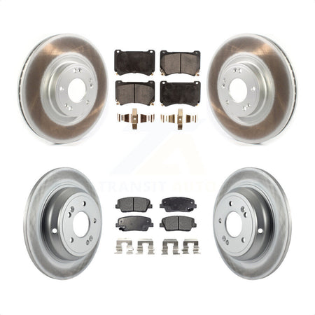 Front Rear Coated Disc Brake Rotors And Semi-Metallic Pads Kit For Hyundai Genesis 4.6L KGF-102106 by Transit Auto