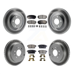 Front Rear Coated Disc Brake Rotors And Semi-Metallic Pads Kit For Ford Edge Lincoln MKX KGF-102123