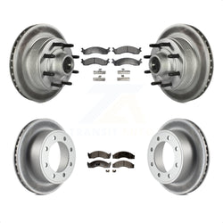 Front Rear Coated Disc Brake Rotors And Semi-Metallic Pads Kit For Ford Econoline Super Duty With Single Wheels KGF-102159
