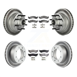 Front Rear Coated Disc Brake Rotors And Semi-Metallic Pads Kit For Ford E-350 Super Duty E-250 Econoline Club Wagon KGF-102160