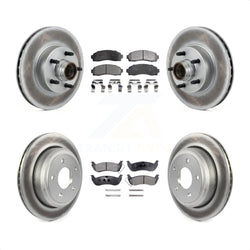 Front Rear Coated Disc Brake Rotors And Semi-Metallic Pads Kit For 2010-2011 Ford Ranger RWD KGF-102172