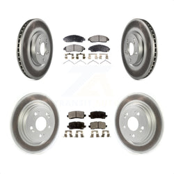 Front Rear Coated Disc Brake Rotors And Semi-Metallic Pads Kit For 2014-2020 Acura RLX Sport Hybrid SH-AWD KGF-102187
