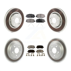 Front Rear Coated Disc Brake Rotors And Semi-Metallic Pads Kit For Acura RLX KGF-102188