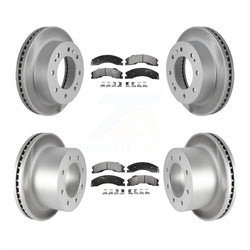 Front Rear Coated Disc Brake Rotors And Semi-Metallic Pads Kit For 2011-2019 Chevrolet Silverado 3500 HD GMC Sierra With Dual Wheels KGF-102197