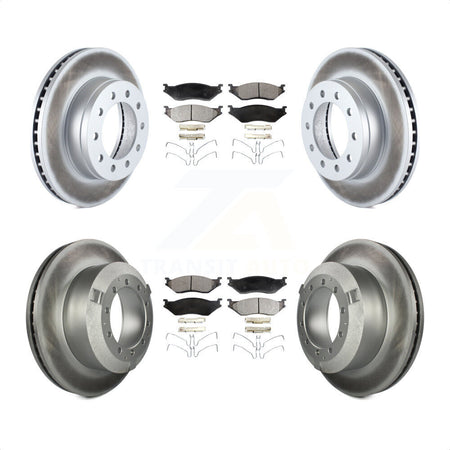 Front Rear Coated Disc Brake Rotors And Semi-Metallic Pads Kit For Ford F-450 Super Duty F-550 International CF500 CF600 KGF-102199 by Transit Auto