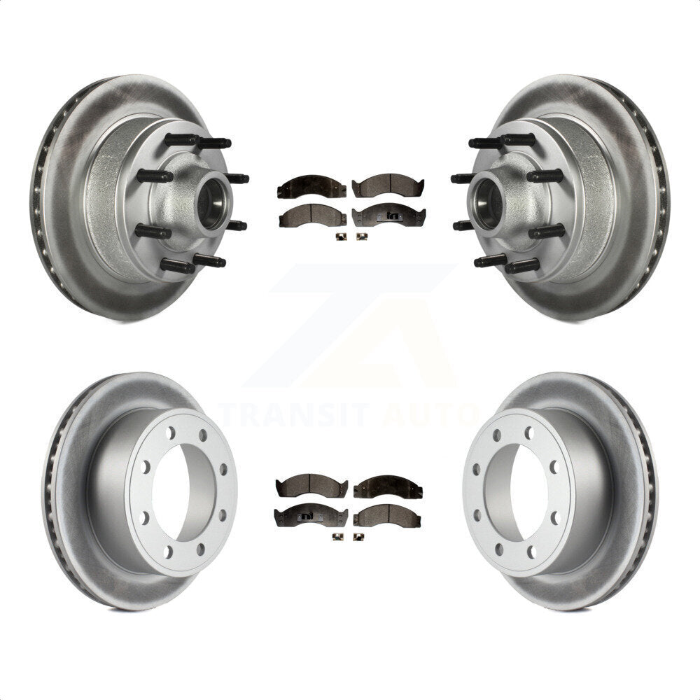 Front Rear Coated Disc Brake Rotors And Semi-Metallic Pads Kit For Ford E-450 Econoline Super Duty KGF-102211 by Transit Auto