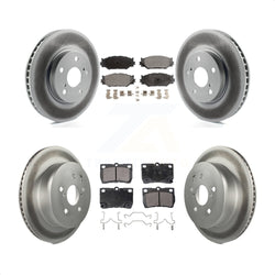 Front Rear Coated Disc Brake Rotors And Semi-Metallic Pads Kit For 2010-2013 Lexus IS250 C Vehicles Built Canadian Market KGF-102236