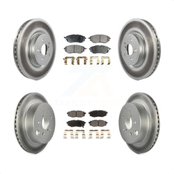 Front Rear Coated Disc Brake Rotors And Semi-Metallic Pads Kit For 2014-2018 Subaru Forester 2.0L KGF-102250