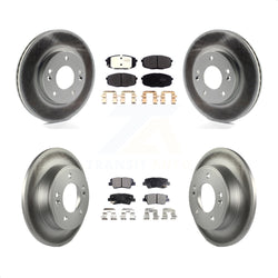 Front Rear Coated Disc Brake Rotors And Semi-Metallic Pads Kit For 2014-2016 Kia Soul KGF-102257