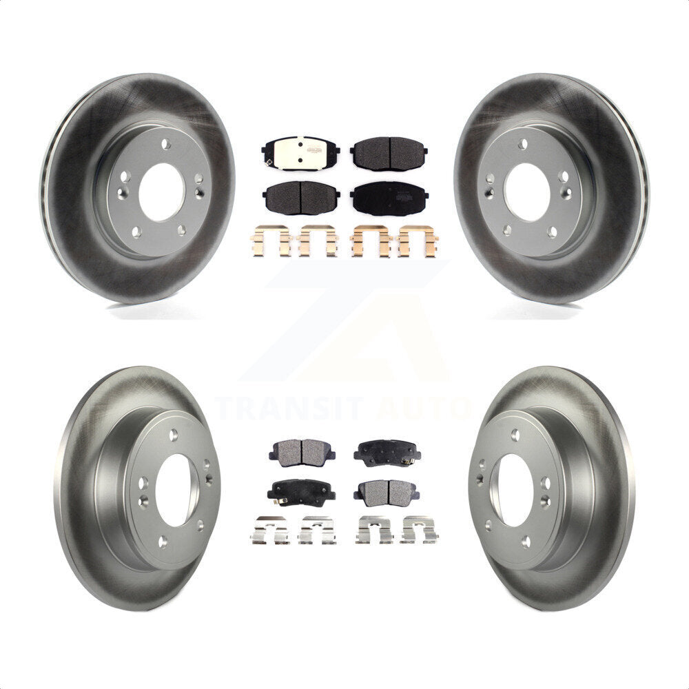 Front Rear Coated Disc Brake Rotors And Semi-Metallic Pads Kit For 2014-2016 Kia Soul KGF-102257 by Transit Auto