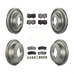 Front Rear Coated Disc Brake Rotors And Semi-Metallic Pads Kit For Toyota 4Runner Lexus GX460 KGF-102264