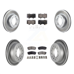 Front Rear Coated Disc Brake Rotors And Semi-Metallic Pads Kit For Toyota Sequoia KGF-102265