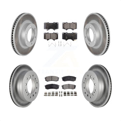 Front Rear Coated Disc Brake Rotors And Semi-Metallic Pads Kit For Toyota 4Runner Lexus GX470 KGF-102267