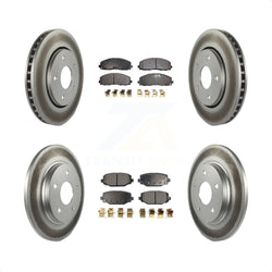 Front Rear Coated Disc Brake Rotors And Semi-Metallic Pads Kit For 2017-2018 Dodge Grand Caravan With Single Piston Caliper KGF-102284