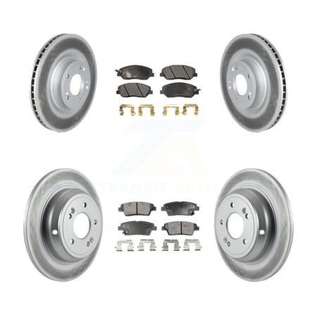 Front Rear Coated Disc Brake Rotors And Semi-Metallic Pads Kit For Hyundai Genesis 3.8L KGF-102314 by Transit Auto