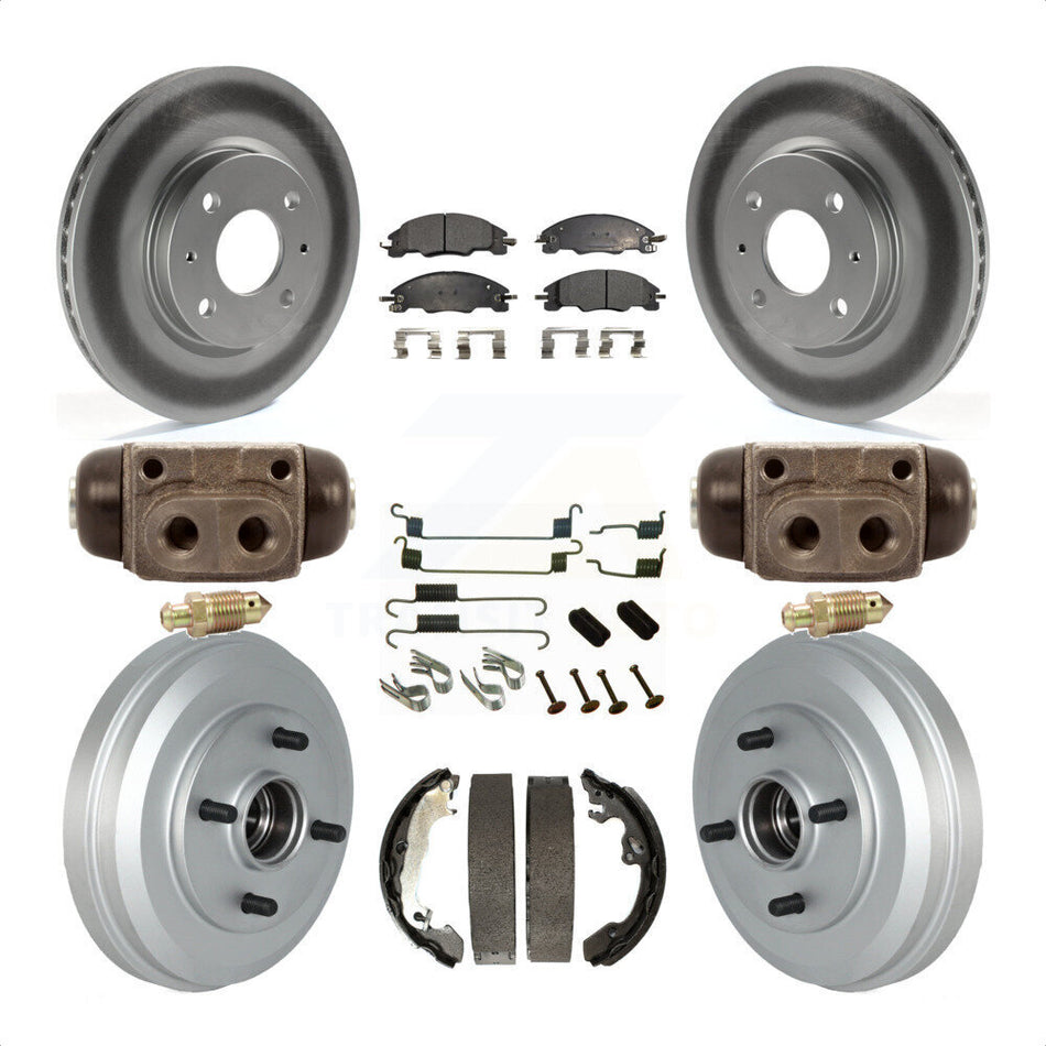 Front Rear Coated Disc Brake Rotors Semi-Metallic Pads And Drum Kit (9Pc) For Ford Focus KGF-102343 by Transit Auto