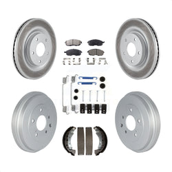 Front Rear Coated Disc Brake Rotors Semi-Metallic Pads And Drum Kit (7Pc) For 2017-2019 Nissan Sentra Turbocharged KGF-102347