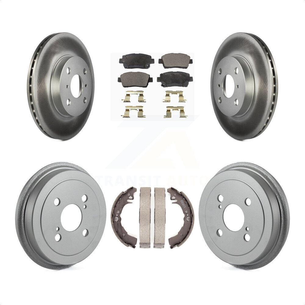 Front Rear Coated Disc Brake Rotors Semi-Metallic Pads And Drum Kit For 2001-2005 Toyota Echo KGF-102349 by Transit Auto